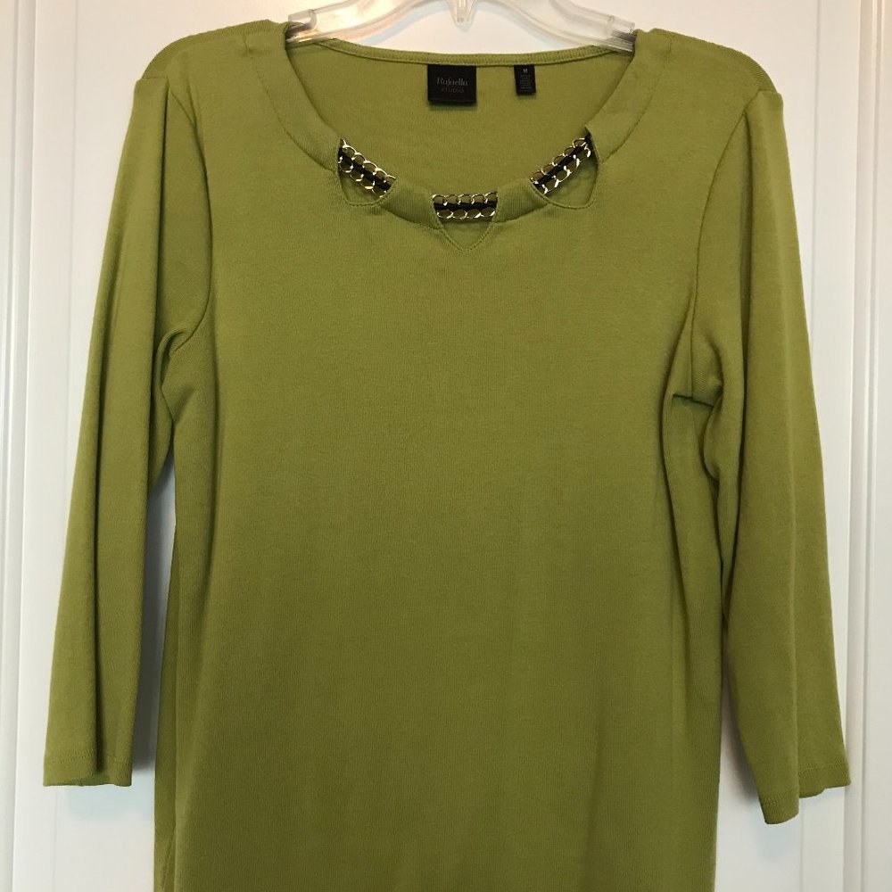 Women's M Lime Green Chain Collar Sweater Top